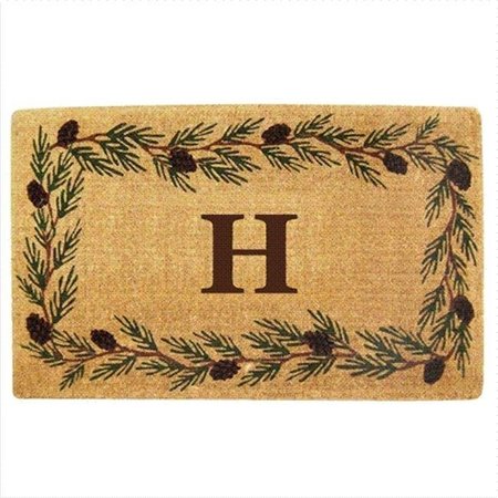 NEDIA HOME Nedia Home 02014H Heavy Duty Coco Mat 30 x 48 In. Evergreen Border Monogrammed H O2014H